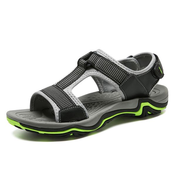 

design of new men casual shoes big size open summer toe toe-to-toe open-air sandals sandal platform for hombre thxv, Black
