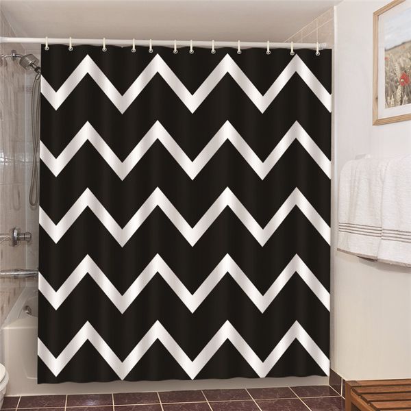 

home bathroom decor curtain black and white wave stripe bath shower curtains bath door blackout screen washable douche gordijn