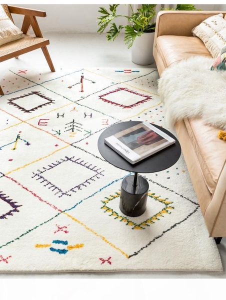 

nordic colorful soft carpets for living room shaggy home bedroom rug bedside coffee table mat morocco fluffy carpet kid room rug