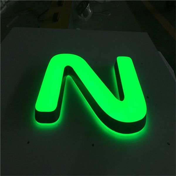 Maßgeschneiderte, vorne und hinten beleuchtete Mini-LED-Ladenschildbuchstaben aus Acryl, doppelseitig beleuchtete Namensschilder für Geschäftswerbung