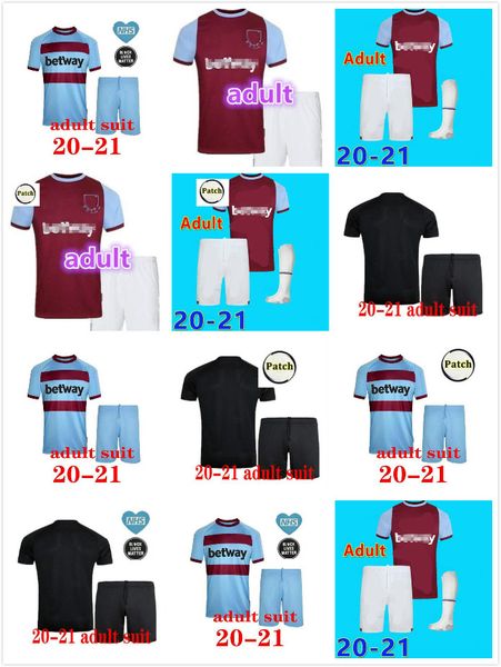 

men 20 21 west home soccer jerseys 2020 2021 united chicharito ham lanzini antonio f.anderson 125th anniversary football shirts away, Black;yellow