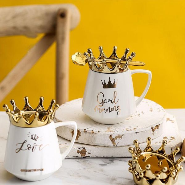 

mugs crown cup ins mug nordic wind with spoon water bottle coffee creative ceramic milk for breakfast cups and girl gift