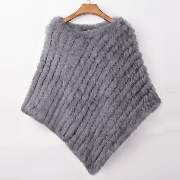 

2021 new real knitted poncho vest party wrap coat shawl women's natural fur wedding gift wholesale discount u6be, Black