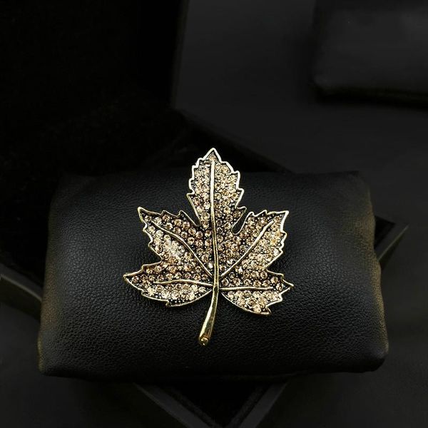 

pins, brooches simple retro golden maple for women men suit badge leaf brooch pin corsage luxury jewelry gift clothes accessories, Gray