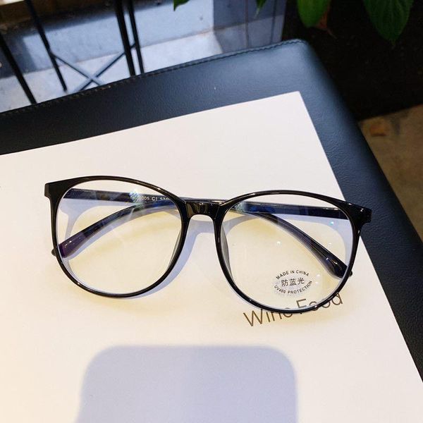 

tr90 anti blue light decorative glasses round computer anti-blue eye glasses with frame transparent eyewear women frame, Black