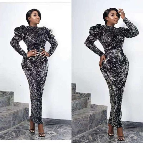 

bubble women's flannel stage sequin fabric long sleeve dress style, Black;gray
