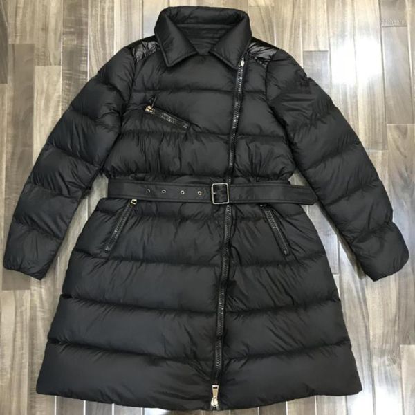 

new winter jacket women down jackets outerwear women's fashion brand black gray down coat with belt1