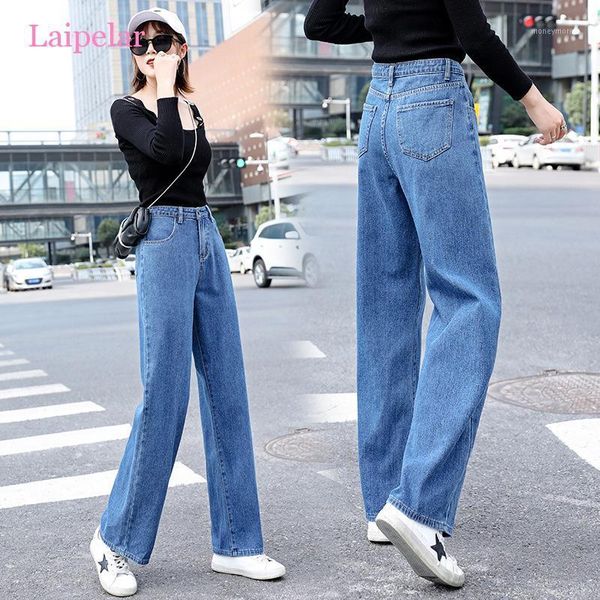 

women's jeans summer fashion women hole casual high waist zipper loose straight vintage female wide leg pant 2021 1, Blue