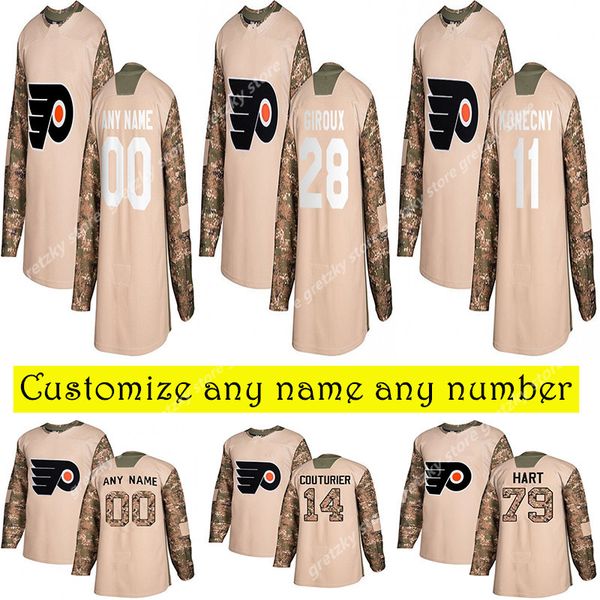 

camo veterans day practice philadelphia flyers jerseys carter hart hayes giroux lindros konecny customize any number any name hockey jersey, Black;red
