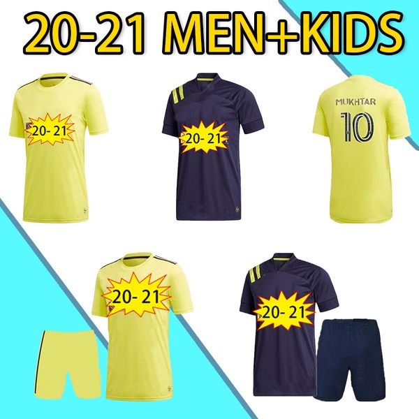 

2021 new mls nashville sc men soccer jerseys home away kids kit 20 21 mukhtar badji lovitz mccarty godoy full set football shirt, Black;yellow