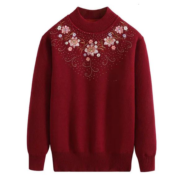 

senior middle-aged knit bottom shirt women's jerseys sweater new winter warm cashmere more size r731 sweaters g8us, White;black