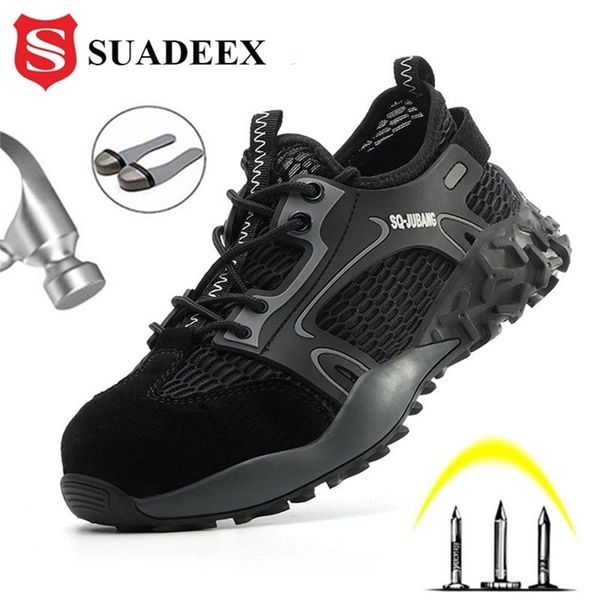 

suadeex breathable for men anti-smashing steel toe cap shoes indestructible safety boots work sneakers y200915, Black;brown