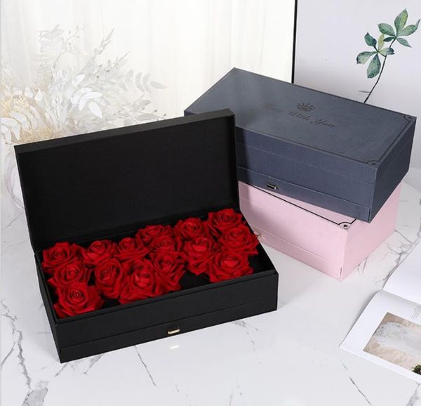 

gift wrap heartfelt wish satin rectangular qixi flower box pull-out rose soap