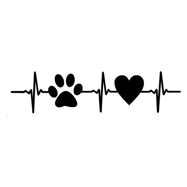 

18.4cm*4.5cm pet paw heart lifeline heartbeat vinyl motorcycle black/silver car sticker c22-1273