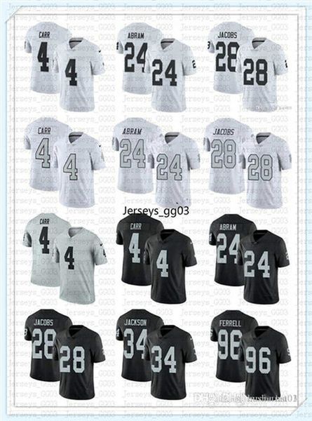 

2019 men oakland raiders nfl derek 4 carr johnathan 24 abram bo 34 jackson clelin 96 ferrell josh 28 jacobs football jerseys, Black;red