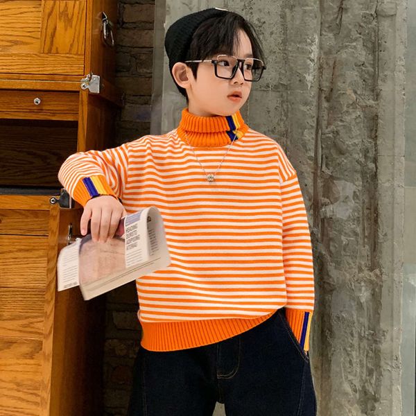 

new cool winter boys' one cloth piece cashmere turtleneck sweater 2020 korean children's fashion long sve shirt, Blue