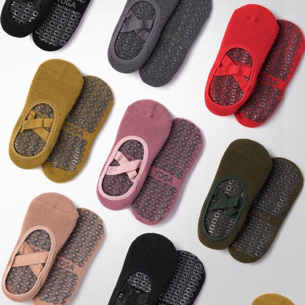 

sports socks cotton cross non-slip yoga ballet pilates dance fitness1, Black