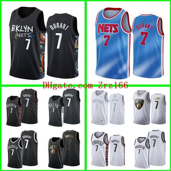 

men basketball brooklyn nets 7 kevin durant white gray 2020-21 city jersey and shorts, Black;red