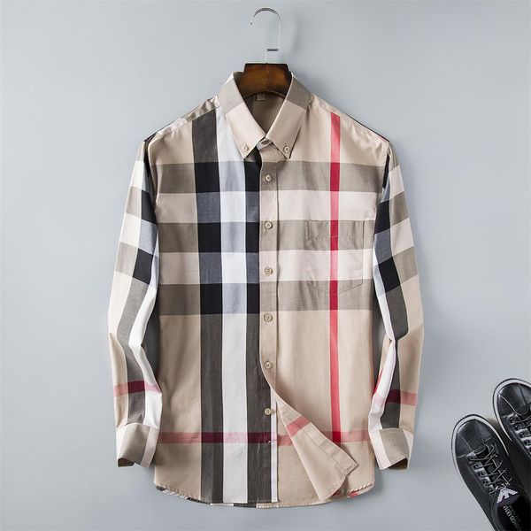 

brand business casual shirt men's long sleeve stripe slim man's social men's t-shirt new fashion men's plaid shirt -3xl, White;black