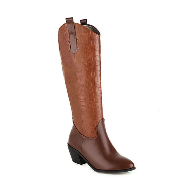 

2021 new vintage knee high boots woman classic heels for women party motorcycle boot pmwn, Black