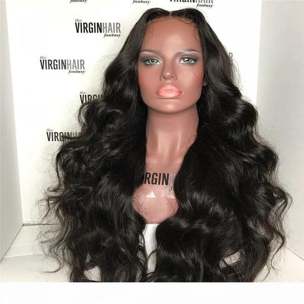 

8a 100% unprocessed virgin remy human hair water wave new natural color long full lace wig no shedding for women, Black;brown