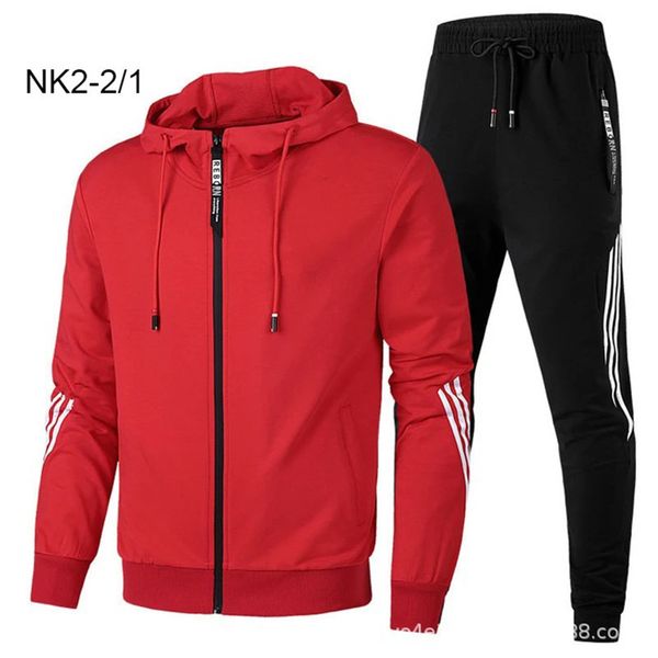 

spring and autumn men's sportswear striped sportswear men's long sleeve print hoodie + outdoor sports pants 2-piece set c1118, Black