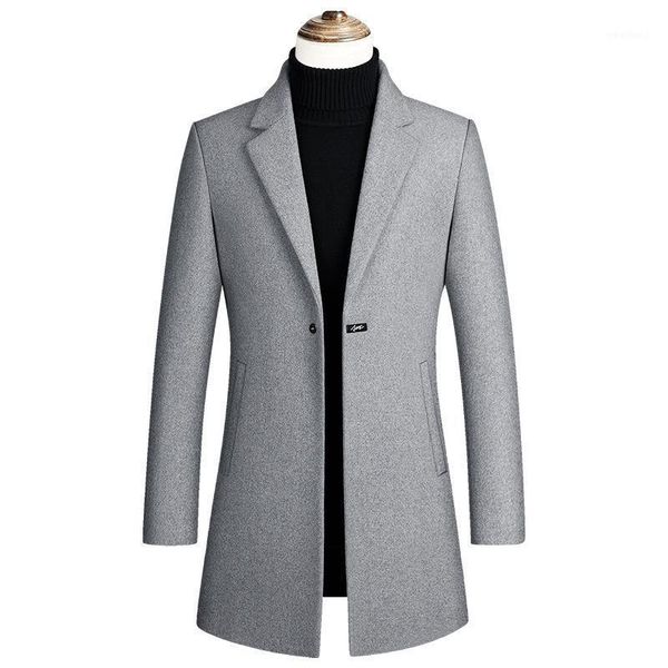 

2020 autumn and winter new cotton padded suit collar single row one button wool woolen windbreaker coat coat men's wear1, Tan;black
