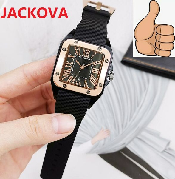 ultima versione gomma cinturino in silicone sport militari uomini orologio quadrato romano centro orologio calendario reloje uomo donna orologi al quarzo la libertà dell'orologio da polso da uomo