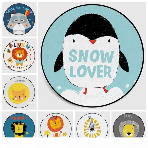 

cartoon animals round area rug cute lion baby kids room play tent floor mat children crawling living room bedroom blanket carpet