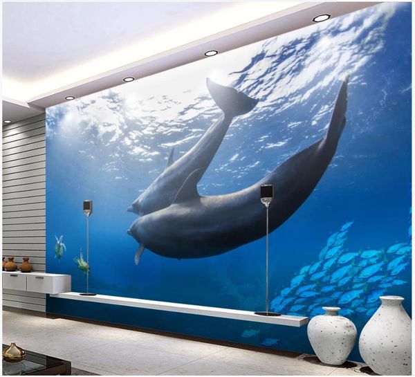 Пользовательские фото обои Мурасы для стен 3D мода подводный мир дельфин мося роспись 3d море телевидение фон настенные бумаги украшения дома