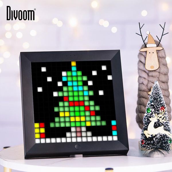 

divom pixoo digital photo frame alarm clock с pixel art программируемый светодиодный дисплей, неоновый знак света для рождественского подарк
