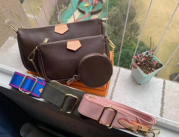 

favorite multi pochette accessories handbag purse genuine leather flower shoulder crossbody bag ladies purses 3 pcs purse bags 41124