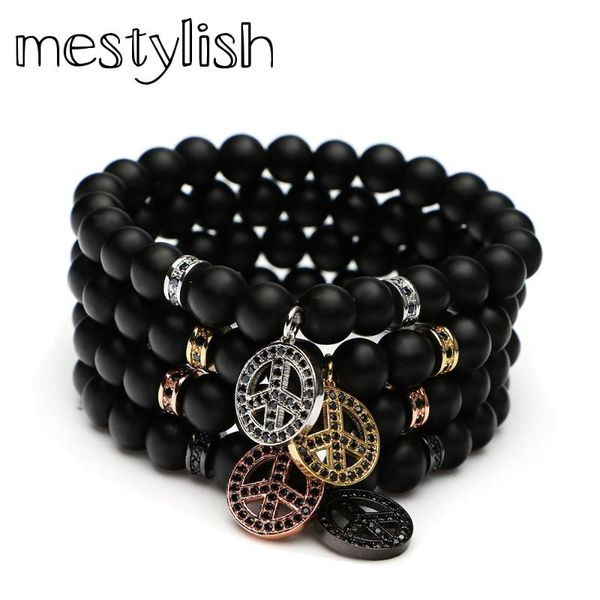 

charm bracelets mestylish est beautiful peace symbol bracelet natural stone bead jewelry fit men women gift especially lovers, Golden;silver