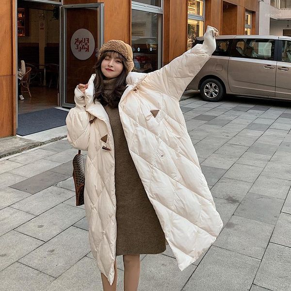 

women's jacket winter new long fashion cotton-padded croissant buckle korean loose cotton padded bread female jacket 40m1, Black
