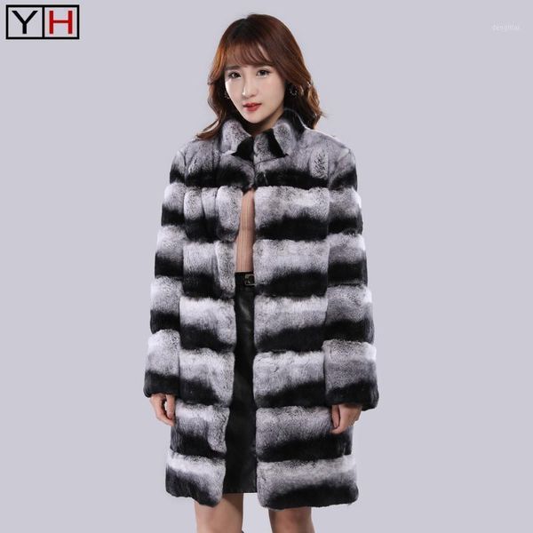 

winter lady genuine real rex fur coat long style 100%natural warm fur jacket hight quality overcoat1, Black