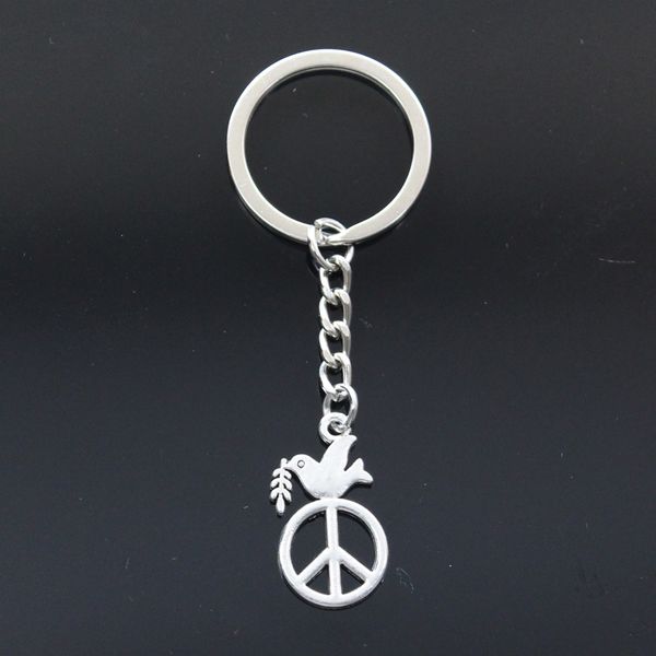 

fashion keychain 28x16mm peace dove with olive silver color pendants diy men jewelry car key chain ring holder souvenir for gift