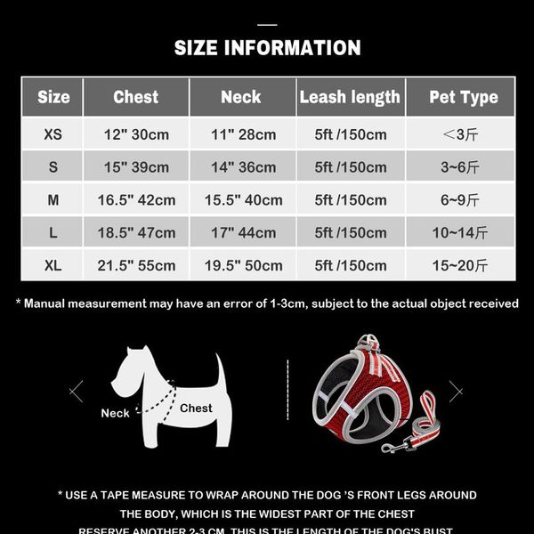 

reflective nylon mesh dog harness and leash set breathable pet dog harness vest lead leash for small med sqcbri