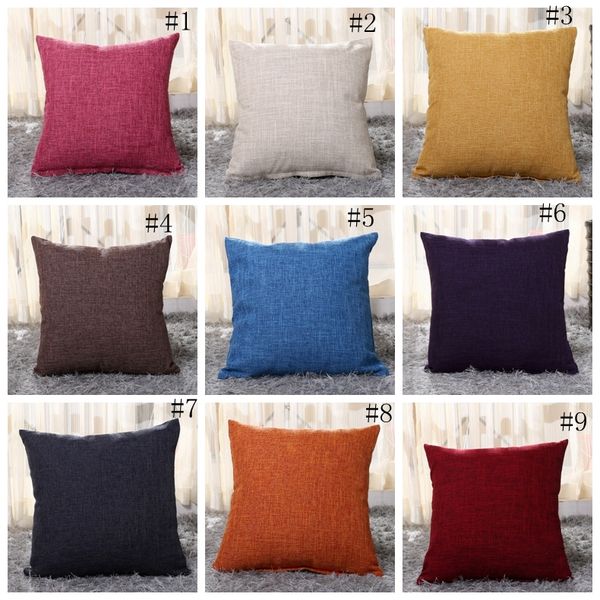 

burlap covers solid 40cm*40cm pillow case cotton-linen classical linen square cushion cover sofa decorative pillows case09t0