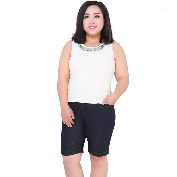 

women's jeans woman shorts summer knee length denim plus size skinny high stretch waist women shaping slim pencil trouser1, Blue