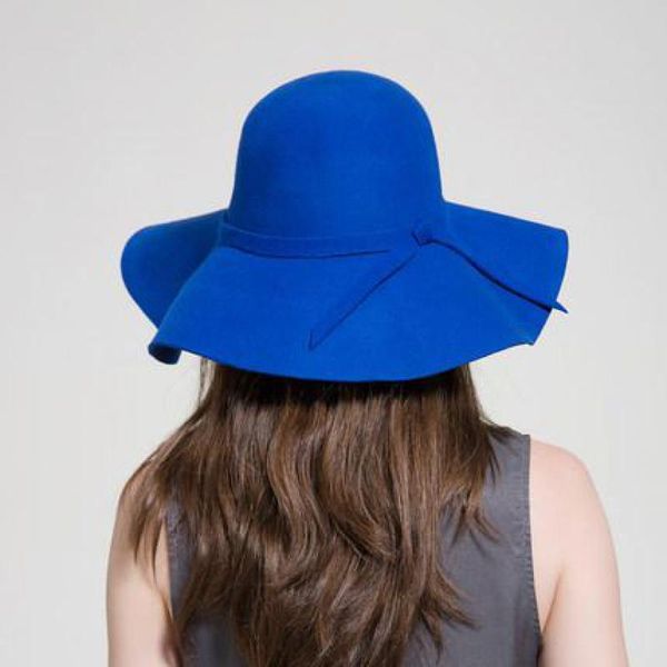 

cokk элегантные шляпы для женщин шерсть федора широкий breim винтажные черные дамы шляпа женский круглый верхние платье шляпы для женщин зим, Blue;gray