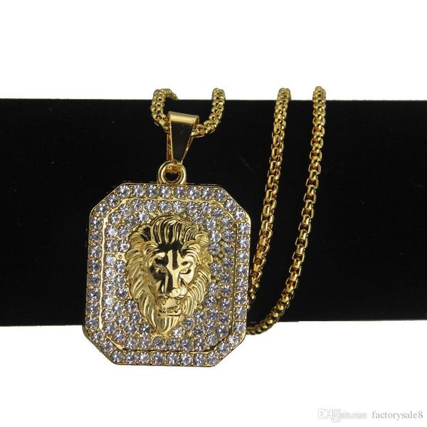 

lion head pendants fashion hiphop 74cm long gold-color plated statement necklace chain jewelry gold chains