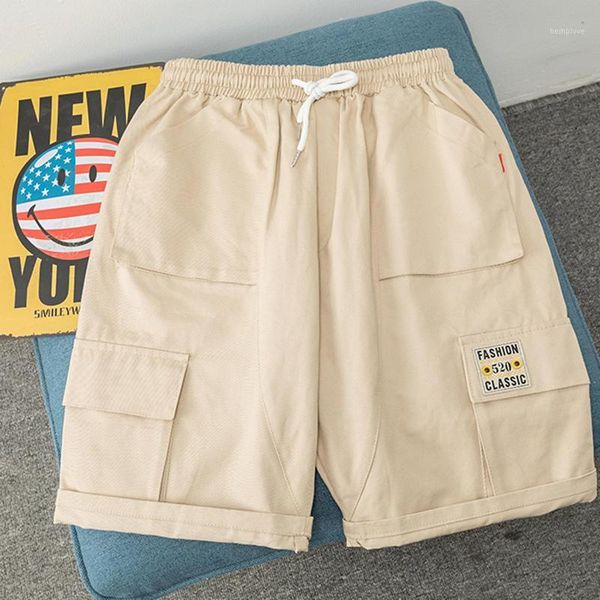 

summer men cargo shorts casual cotton beach solid color fashion mens shorts loose with pocket roupas men korean clothing xx60ms1, White;black