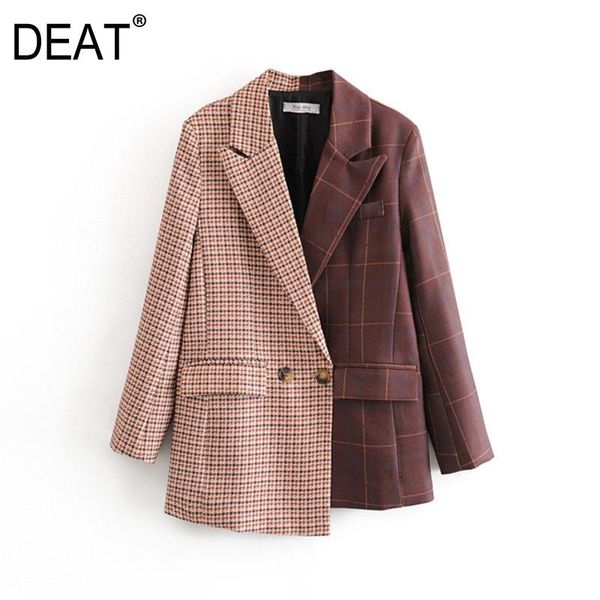 

deat] women new fashion tide v-neck single-breasted splicing long sleeve personality loose autumn spring new 2021 13c053, White;black