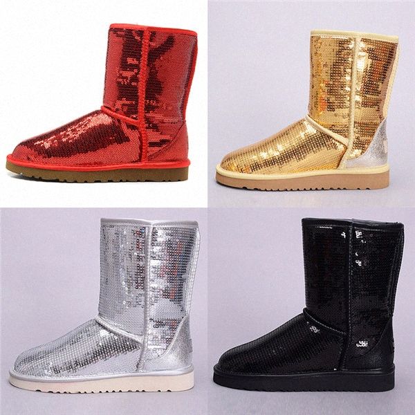 

2020 australian new sequins warm and comfortable women's snow boots 1112092 f6vm#, Black