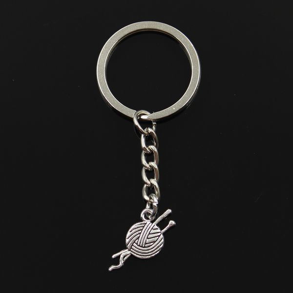 

fashion 30mm key ring metal key chain keychain jewelry antique silver color plated yarn ball knit crochet 26x12mm pendant