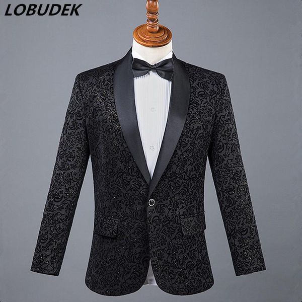 

jacket+pants) men's suits red white black blue wedding groom costume male formal dress host star chorus performance slim suits