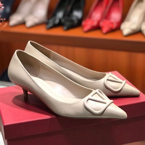 

brand fashion high heels pointed stiletto genuine leather single shoes wild work shoes dress party pumps, Black