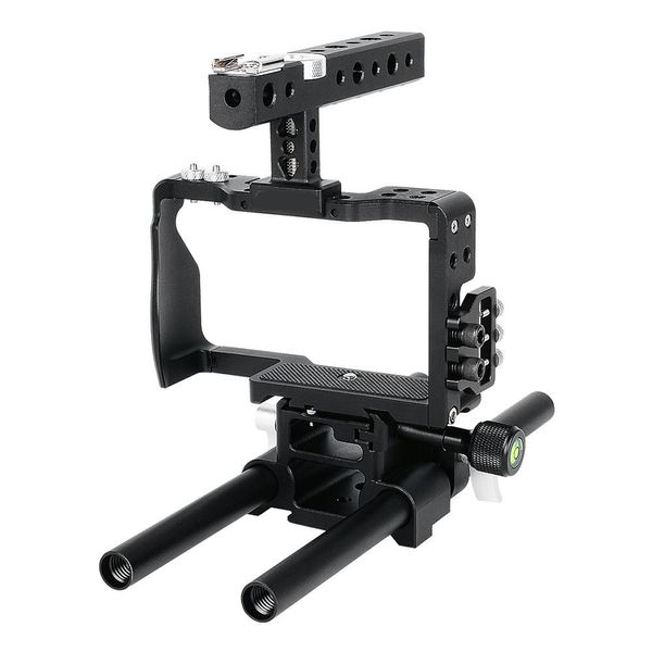 FreeShipping Professional Video Cage Kit Kit City Making System W / 15 мм стержень для Sony A6000 A6300 A6500 ILLC Camsrolless Camera видеокамеры
