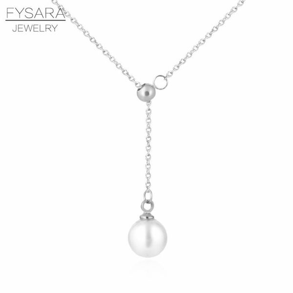 

fysara fashion pearl necklace for women wedding party jewelry luxury rose gold color female pearl necklace pendant for women sqcblu, Silver