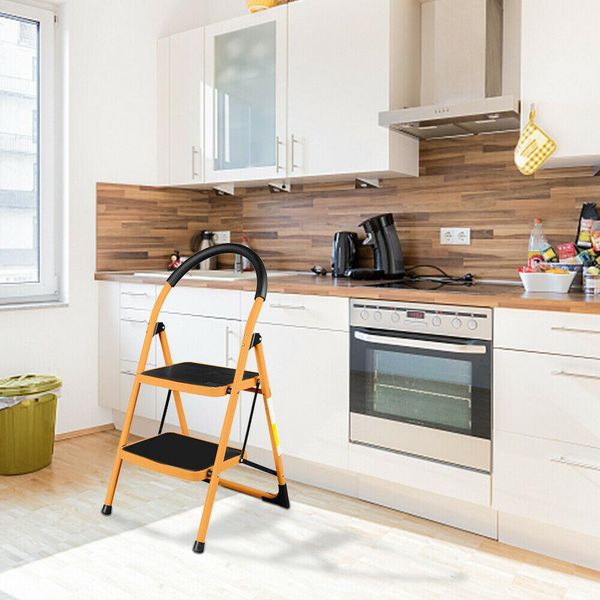 

2 step ladder folding stool heavy duty industrial lightweight 330lbs capacity